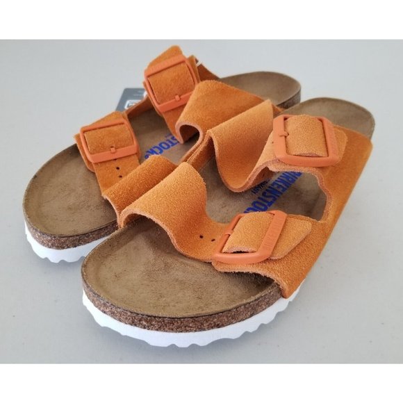 Birkenstock Arizona Soft Footbed Sandals Russet Orange Suede Womens 37 Narrow - Picture 2 of 6